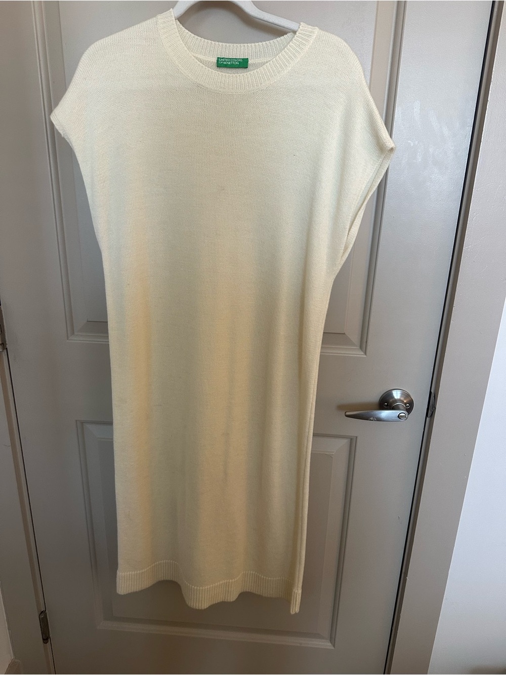 United Colors Of Benetton Cream Knit Midi Dress